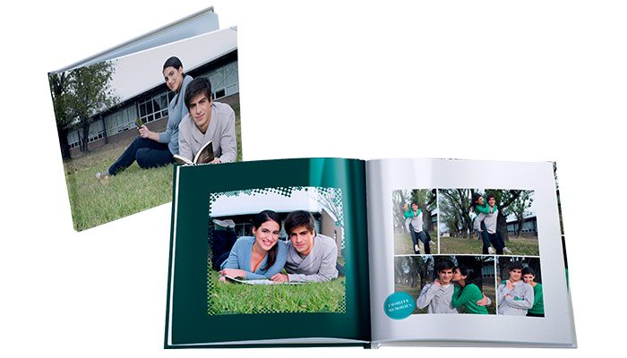 fotolivro capa dura extra brilho 21x21 aberto e fechado