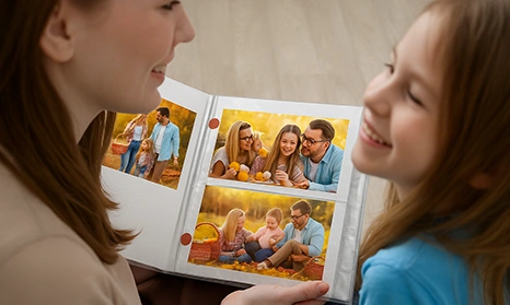 Pessoa segurando álbum personalizado 10x15 cm com capa temática